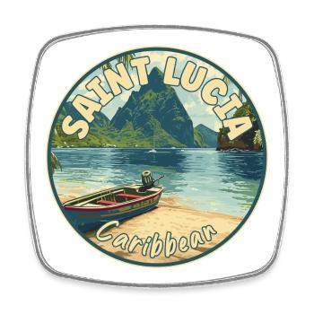 Entdecken Sie das tropische Paradies in der Karibik von Saint Lucia - Viereckiger Kühlschrankmagnet - Weiß - Vorne