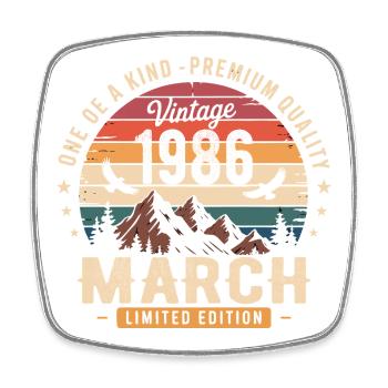 Gift March 1986, Born in march 1986 - Square fridge magnet - white - Front