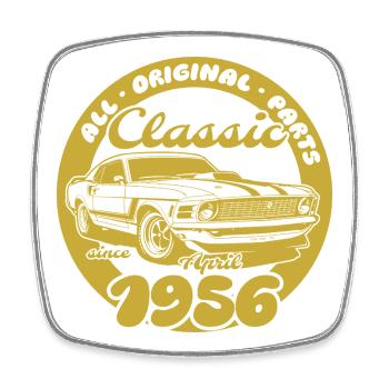 70. Geburtstag - Klassiker Musclecar 04/1956 - Viereckiger Kühlschrankmagnet - Weiß - Vorne