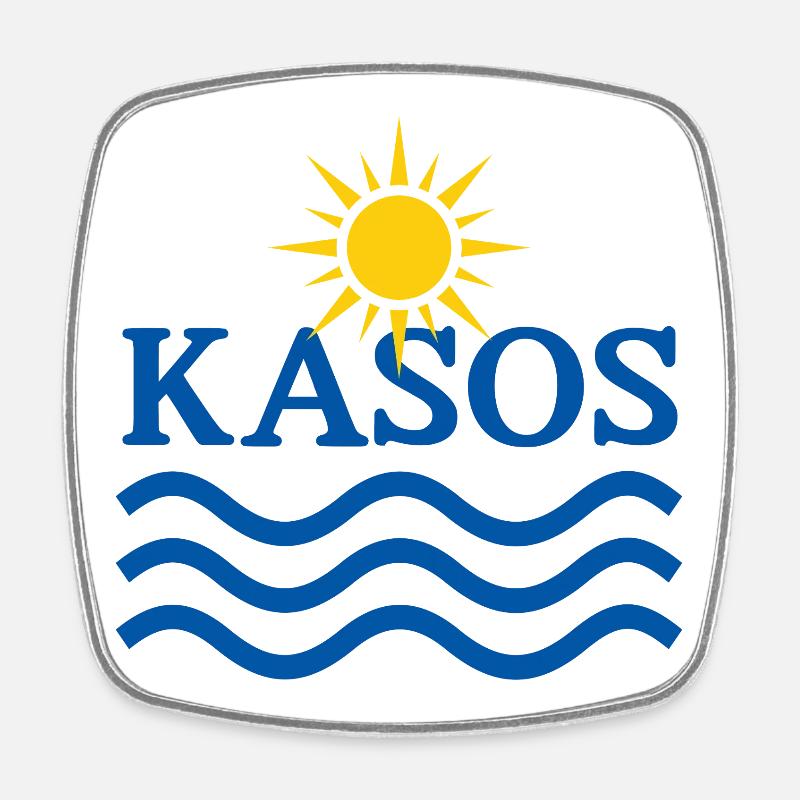 Kasos Sun and Waves - Square fridge magnet - white