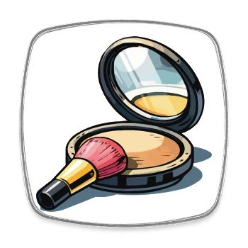 Puderpinsel Illustration Make-up - Viereckiger Kühlschrankmagnet - Weiß - Vorne