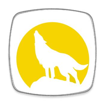 Moon Silhouette Wolf Howl - Square fridge magnet - white - Front