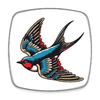 Swallow bird blue red plumage and tan wings - Square fridge magnet - white - Front