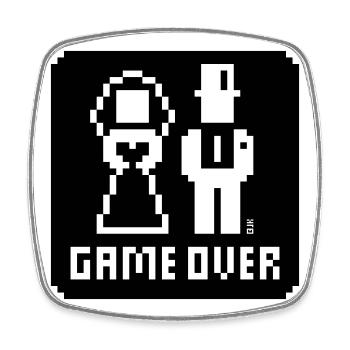 Game Over (Wedding, Bachelor Party, Bride and Groom, Pixel, NEG B) - Square fridge magnet - white - Front