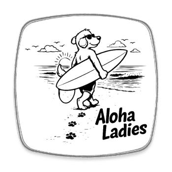 Aloha Ladies Surfer Dog Hawaiian Style - Square fridge magnet - white - Front