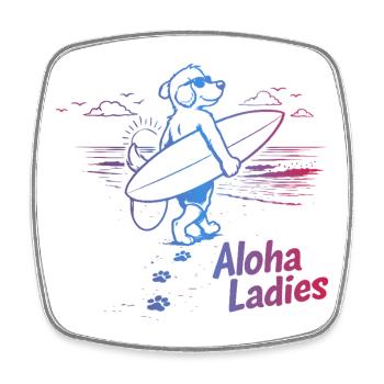 Aloha Ladies Surfer Dog Hawaiian Style - Square fridge magnet - white - Front