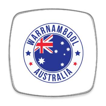 Warrnambool Australien Rundabzeichen - Viereckiger Kühlschrankmagnet - Weiß - Vorne
