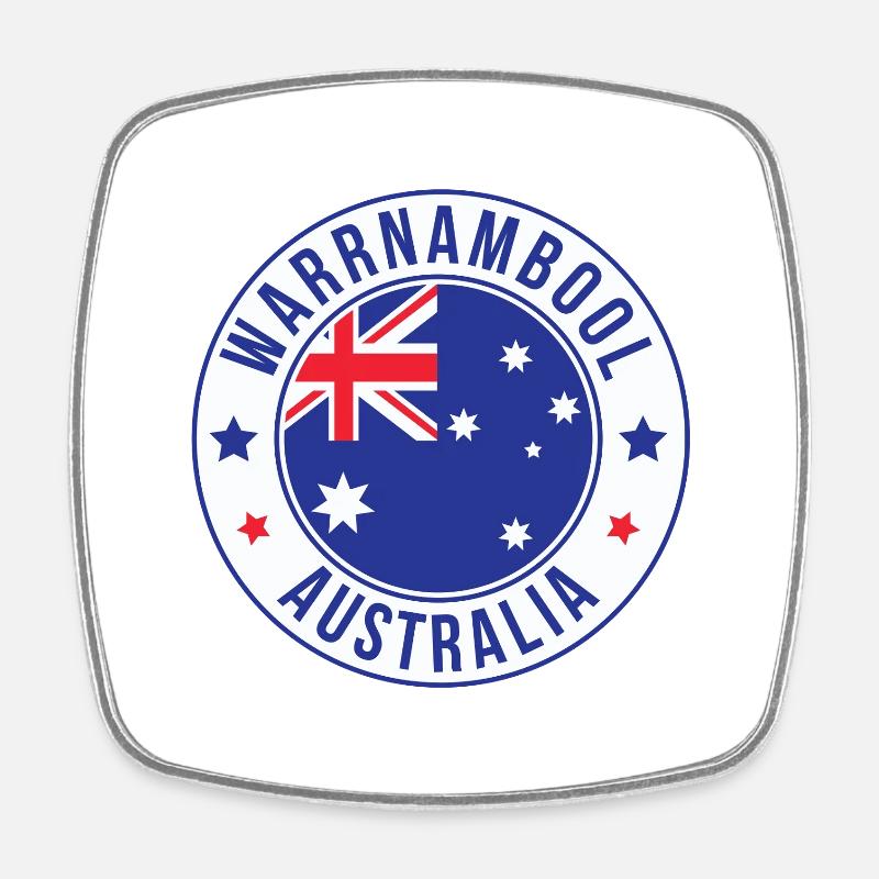Warrnambool Australien Rundabzeichen - Viereckiger Kühlschrankmagnet - Weiß