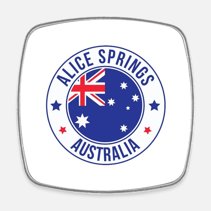 Alice Springs Australien Patch-Emblem - Viereckiger Kühlschrankmagnet - Weiß