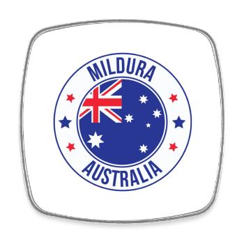 Mildura Australia Rundabzeichen - Viereckiger Kühlschrankmagnet - Weiß - Vorne