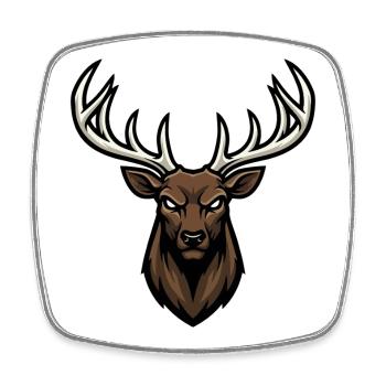 Cerf Alpha Regard Féroce Logo Mascotte Stag - Magnet carré - blanc - Devant