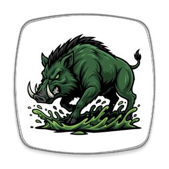 Wildschwein-Charge Maskottchen Wald-Wildschwein - Viereckiger Kühlschrankmagnet - Weiß - Vorne