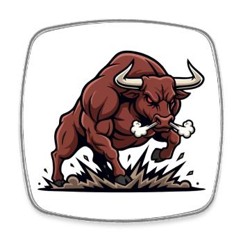 Bull Muscular Fighting Bull Maskottchen Bull Power - Viereckiger Kühlschrankmagnet - Weiß - Vorne