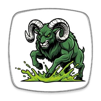 Ram Green Toxic Charge Mascot Ram - Square fridge magnet - white - Front