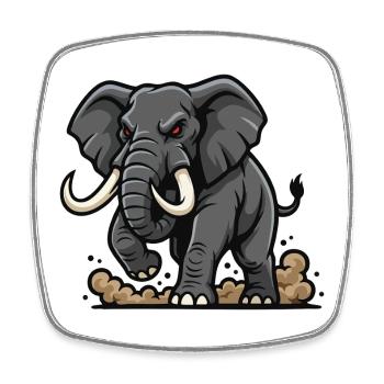 Wild Elephant Charge Maskottchen Elefanten Power - Viereckiger Kühlschrankmagnet - Weiß - Vorne