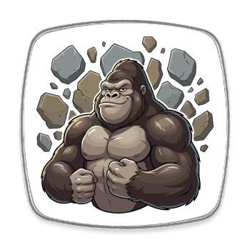 Kraftgorilla Steinbruch Attacke - Viereckiger Kühlschrankmagnet - Weiß - Vorne