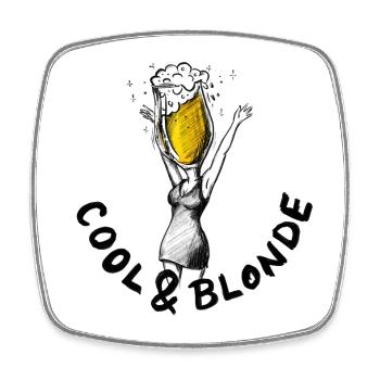 Kühl und blond: JGA-Bier-Illustration - Viereckiger Kühlschrankmagnet - Weiß - Vorne
