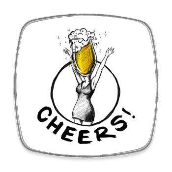 JGA: Bier-Cheers!-Illustration - Viereckiger Kühlschrankmagnet - Weiß - Vorne
