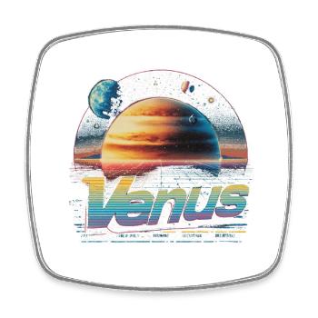 Kanus Neon Weltraum Retro - Viereckiger Kühlschrankmagnet - Weiß - Vorne