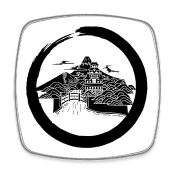 Paysage japonais noir - Magnet carré - blanc - Devant