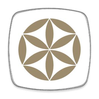 Taupe Geometric Flower Circle - Square fridge magnet - white - Front