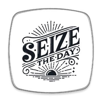 Seize the Day Sunburst Vintage - Square fridge magnet - white - Front