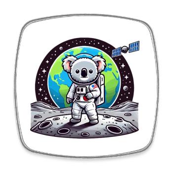 Astronaute koala sur le sol lunaire - Magnet carré - blanc - Devant