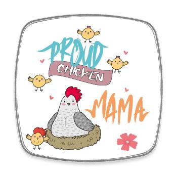 Fière Maman de la Poule - Magnet carré - blanc - Devant
