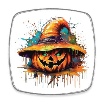 Golden Pumpkin Halloween Splash - Square fridge magnet - white - Front