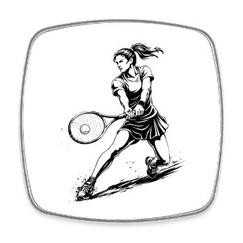 Tennisspielerin Action Illustration - Viereckiger Kühlschrankmagnet - Weiß - Vorne