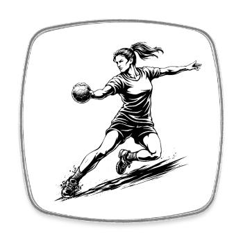 Illustration dynamique d’un joueur de handball - Magnet carré - blanc - Devant