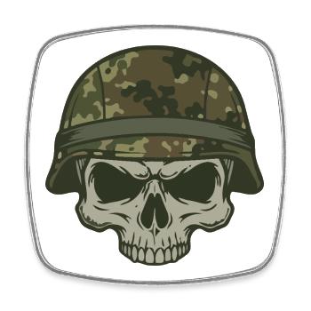 Skull Camouflage Camouflage Helmet Olive Green Motif - Square fridge magnet - white - Front