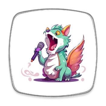 Dragon Star chantant - Magnet carré - blanc - Devant