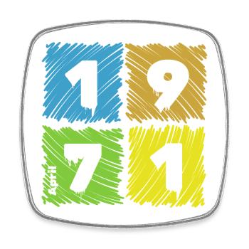 55. Geburtstag Farbige Patches since 04/1971 - Square fridge magnet - white - Front