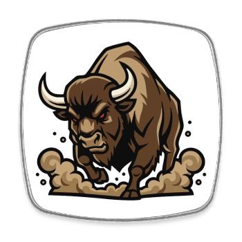 Wild Bison Charge Maskottchen Buffalo - Viereckiger Kühlschrankmagnet - Weiß - Vorne
