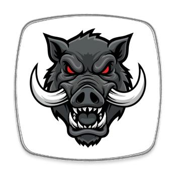 Alpha Boar Wrath Mascot Boar Head - Square fridge magnet - white - Front