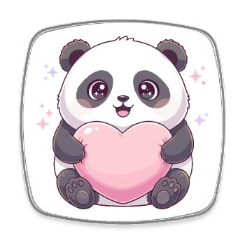Panda Herzfreund - Viereckiger Kühlschrankmagnet - Weiß - Vorne