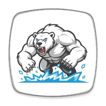Polar Bear Muscular Maskottchen Polar Bear Gym - Viereckiger Kühlschrankmagnet - Weiß - Vorne