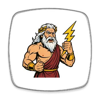 Zeus Cartoon - Square fridge magnet - white - Front