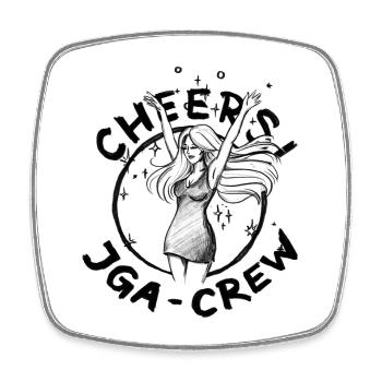 JGA: Tanzende Frau - Cheers Illustration - Viereckiger Kühlschrankmagnet - Weiß - Vorne