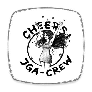 JGA: CHEERS! Tanzende Frau - Illustration - Viereckiger Kühlschrankmagnet - Weiß - Vorne