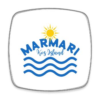 Marmari Kos Insel Sonnenwellen - Viereckiger Kühlschrankmagnet - Weiß - Vorne