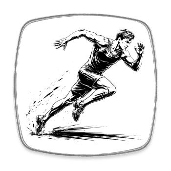 100m Sprinter Action Illustration - Square fridge magnet - white - Front
