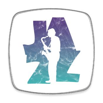 Jazz Saxophonist - Viereckiger Kühlschrankmagnet - Weiß - Vorne