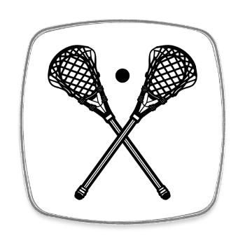 Lacrosse Sticks and Ball - Square fridge magnet - white - Front