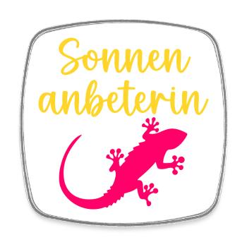 Sun worshipper Lizard Summer Sun - Square fridge magnet - white - Front
