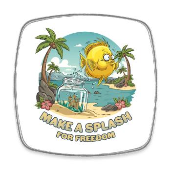 Palm Tree Fish Flower Tiare - Square fridge magnet - white - Front