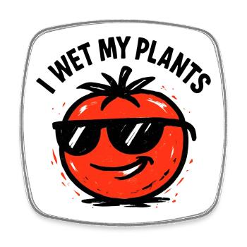 Ich gieße meine Pflanzen: Cool Tomato im Gemüsegarten - Viereckiger Kühlschrankmagnet - Weiß - Vorne