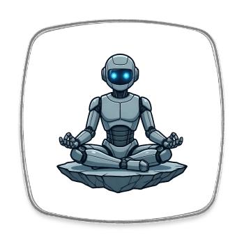 01 Le Robot Zen Meditation - Magnet carré - blanc - Devant