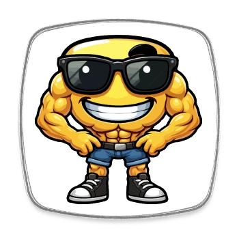 Shiny Muskel Hero Emoticon - Viereckiger Kühlschrankmagnet - Weiß - Vorne
